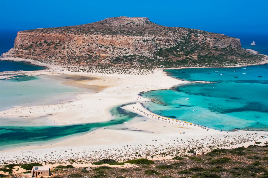 'Fantastic panorama of Balos Lagoon and Gramvousa island on Crete, Greece. Cap tigani in the center' - La Canée